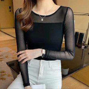 Lace Long Sleeve Shirt in Black. (NEW ITEM) in size 6-8 (M/L)